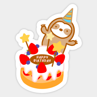 Cute Birthday Cake Sloth Sticker